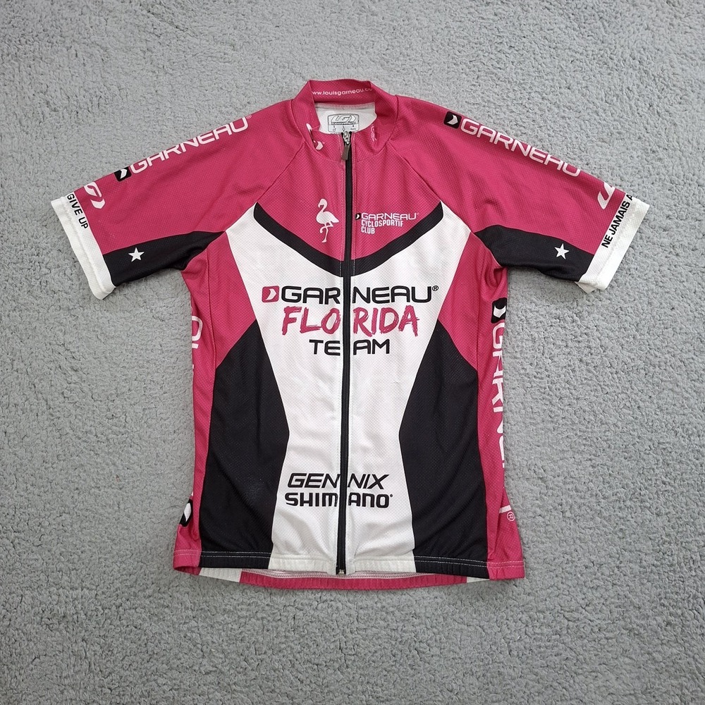 Louis Garneau LG Cycling Jersey Womens Large Mens Sm Zip Short Sleeve Pink White